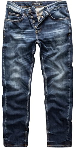 REPUBLIX Herren Jeans Regular Straight Fit Denim Hose Destroyed R07984