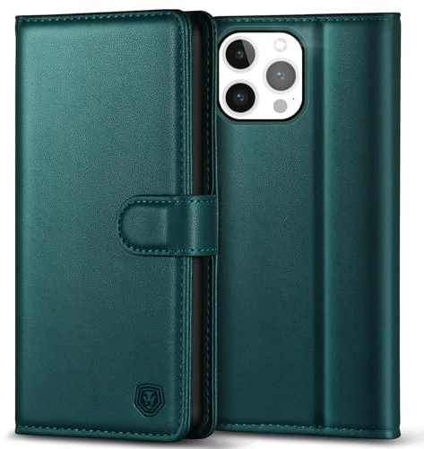 Kuafcase Compatible for iPhone 15 Pro Case with 4 Card Slots Magnetic Closure Kickstand Shockproof Protective Phone Case Compatible for iPhone 15 Pro - Green