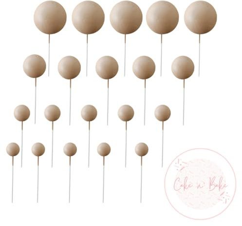 Faux Coloured Polystrene Cake Topper Ball Spheres - Pack of 20 (Nude)