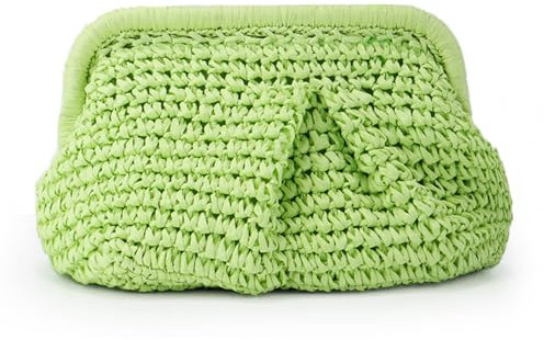 LHHMZ Pochette in Paglia a Forma di Fagottino Intrecciata, Borsa da Spiaggia Estiva per Donna