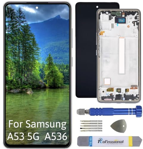 Int'x Display Full OLED 6,5 für Samsung Galaxy A53 5G A536 (Fingerprint) mit Rahmen mit Reparaturwerkzeug-Kits Schwarz