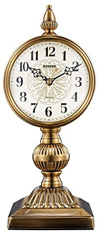 LUOYAOB Vintage Kaminuhr Manteluhr, Vintage Stille Tischuhr, Moderne Exquisite Schreibtischuhren, gebürstete und polierte Messing -Oberflächen for lebende Heimzimmer Schlafzimmerdekoration