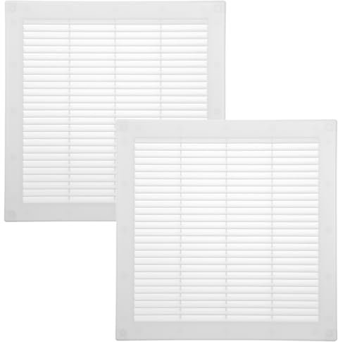 Vent Systems Lot de 2 caches d'aération blancs 300 x 300 mm - Fentes d'aération plates et carrées - Protection contre les insectes intégrée - Ouvertures d'aération CVC pour salle de bain, bureau à