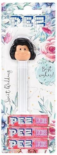 PEZ Spender Hochzeit Braut inklusive 3 Pack Bonbons Gastgeschenke für Kinder & Hochzeitsdeko & Candy-Bar Braut schwarzhaarig