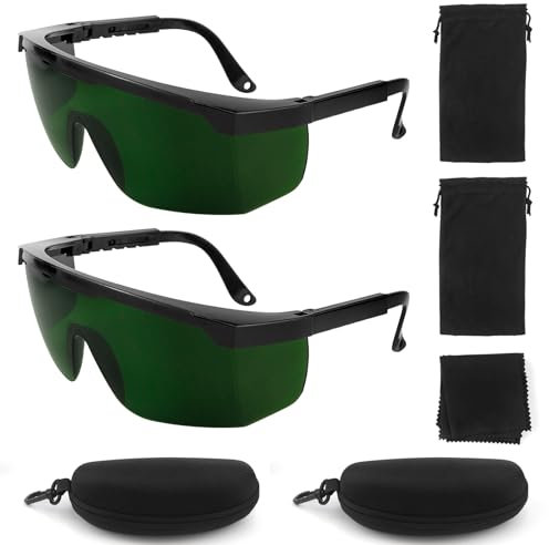 QGGTQG Lot de 2 lunettes de protection, laser, protection des yeux, IPL, 190 nm-2000 nm, protection UV, lunettes de sécurité, avec étui à lunettes et chiffon de nettoyage pour lunettes, pour beauté,