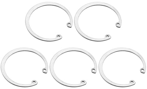 sourcing map 5Pcs 50mm Internal Retaining Ring Circlip, 304 Stainless Steel Internal Circlip Snap Rings C-Clips for Grooved Shafts Studs, Silver Tone