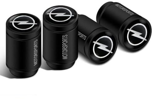 ztpato 4 Stück Ventilkappen Reifen Ventilkappen,für Opel Astra H J G K Insignia Corsa C D Vectra B Meriva Zafira mit Dichtung für stabilen Reifendruck Autoventil Kappe Auto Zubehör,A-Black