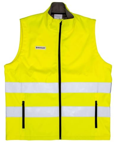 DUNLOP Warnweste Größe L - Softshell Laufweste für Herren und Damen - Fluo Weste für Erwachsene - Reflektierende Weste - Autozubehör - Gelb