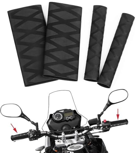 EAVUYIS 2 Paires Housse de poignée de Moto Thermorétractable Antidérapante, Manchon Moto Chauffant, Poignée Chauffante Moto,Poignées Chauffantes pour Guidon de Moto(2 Tailles)
