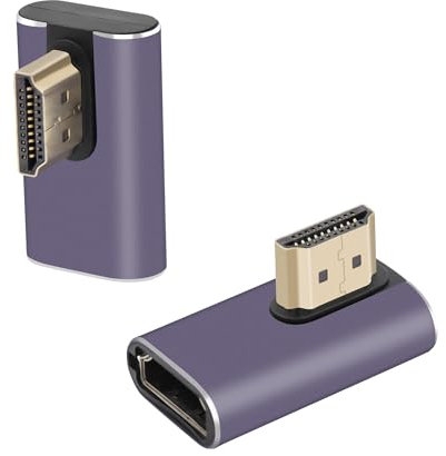 RIIEYOCA Adaptador HDMI macho a hembra 8K en ángulo recto de 90 grados, conector HDMI 2.1UHD de 48 Gbps, extensor 3D, soporta 8K a 60Hz 4K a 120Hz compatible con televisores de alta definición, HDR,