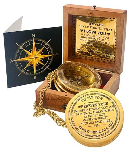 Divine Path Finder Kompass, Gravur to My Son, Geschenk in Holzbox, handgefertigt, Geschenk für Mutter zu Sohn, Vater zu Sohn