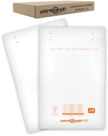 versando 10x I9/J9 Luftpolsterumschläge Innenmaß 300 x 445 mm Außenmaß 320 x 455 mm weiß für DIN A3