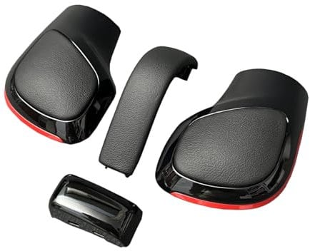 Somivo Leder Schaltknauf Schaltknauf Schaltseite Abdeckung mit Schwarz Chrom Teile für VW Golf 6 7 R GTI Passat B7 B8 CC R20 Jetta MK6 GLI Autoteile