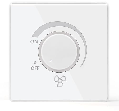 DEWIN Controlador de velocidad continuo for ventilador de techo, regulador de intensidad tipo 86, interruptor de pared for montaje en superficie