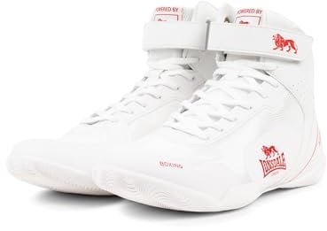 Lonsdale Rufford, Scarpe da Boxe Unisex-Adulto, Bianco/Rosso, 42 EU