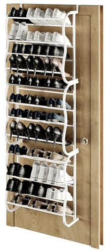 ZENO Door Shoe Rack Holds 36 Pairs Of Shoes | Over Door Shoe Storage | Hanging Shoe Rack | Spacing Saving Shoe Storage | Shoe Racks For Door | 12 Tiers | White