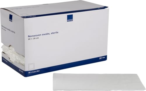 ABENA Gauze Pads, 10x20cm, Pack of 50 Individual Pouches, 2 Sterile Pads per Pouch, Non-Adhesive, Absorbent Non-Woven Medical Swabs for Injury Dressing, First Aid Use, Lint-Free Dressings for Wounds