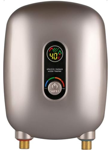 Warmwasserspeicher, 6500W 220V Touchscreen Durchlauferhitzer, IPX4 Wasserdicht Rate, Auslaufschutz Thermostat 68-126°F, Elektro-Kleinspeicher, Gold