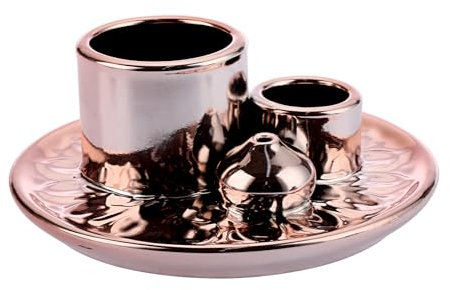 BSTKEY Ceramic Incense Burner Holder Sage Holder, 4 in 1 Palo Santo Burner Holder Decorative Candle Holder Incense Stick Holder Burner with Ash Catcher Tray (Rose Gold)