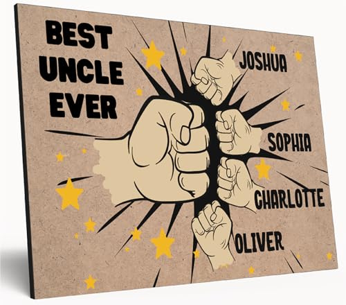 Personalised Fist Bump Sign Custom Wooden Print A4 Plaque Fun Gift Sign for Dad, Grandad, Uncle Wall Art Desk Office Home Décor