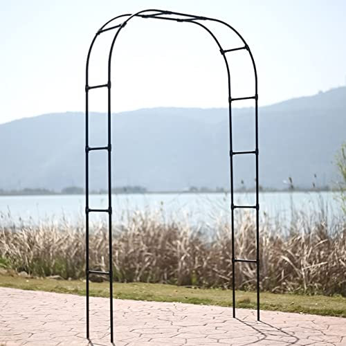 Pergola-Gartenlaube aus Metall, mit robustem PE-Kunststoff beschichtetem verzinktem Stahlrohr, für den Außenbereich, für Kletterpflanzen und Hochzeitsdekoration, schwarz, 1,8 x 2,4 m