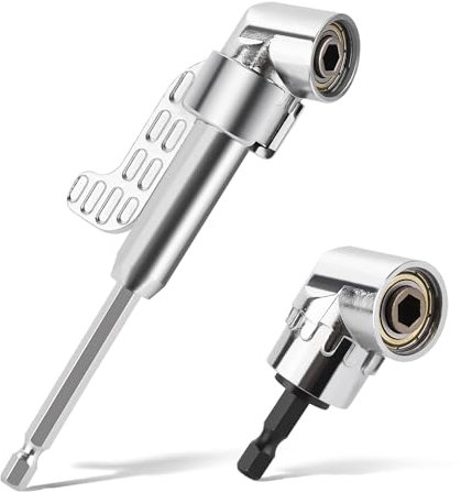 2pcs 105 Degree Right Angle Drill adapters, Right Angle Screwdriver Drill Attachment Kit 1/4 Inch Degree Right Angle Power Drill Bit Holder Angle Drill Extension Tool for Household Work(Long & Short)
