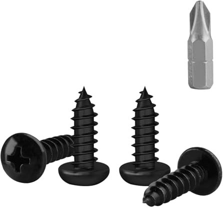 150 Pz Viti M5x16mm, Viti Autofilettanti, Viti per Legno Nere, Vite a Testa Bombata a Croce Tonda, Vite da Acciaio al Carbonio per Mobili Metallo Plastica