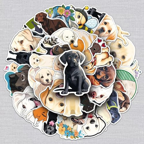 Labrador Aufkleber für Jugendliche Erwachsene 50 Stück Der Labrador Vinyl Sticker Set Auto Motorräder Fahrrad Skateboard Snowboard Gepäck Laptop Koffer Helm Motorrad Computer