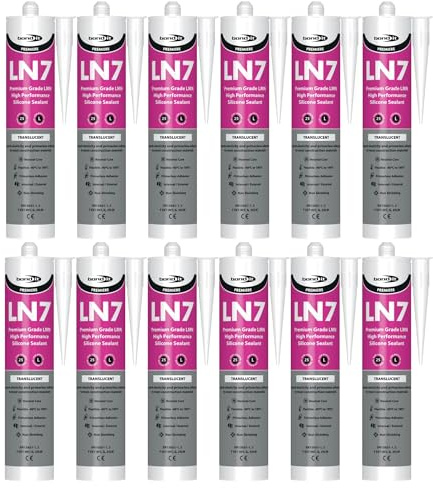 Bond It LN7 Premium Low Modulus Neutral Cure Silicone – 12x Translucent, 310ml | Premium Grade Silicone | Versatile Silicone Sealant for Glass – Metals – Plastics – & Construction Applications