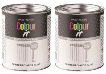 MIXEL White Radiator Gloss Tin Paint, Quick Drying, Easy to Apply, Long-Lasting Protection, DIY Enthusiasts, Home Décor, Interior And Exterior Use, 300ml, (2 Pcs)