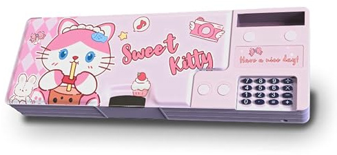 Ristpal Pop up Multifunktions Federmäppchen für Jungen und Mädchen mit Anspitzer, süßer Bleistiftbox für Schulbedarf, Schreibwaren-Organizer, tolles Geburtstagsgeschenk für Kinder (Rosa)