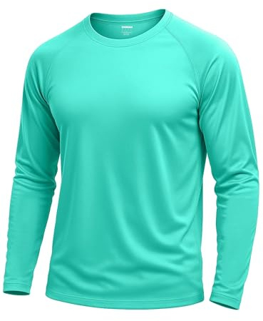 SMENG Running Top Men Long Sleeve Sun Protection Clothing Breathable Raglan Sleeve Mens Sports T Shirt Deep Lake Blue XXL