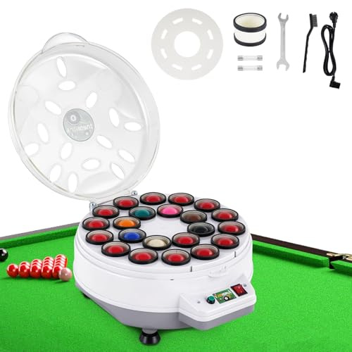 YJINGRUI Automatischer Billardkugel Reiniger, 180W 22 Kugeln (52,5 mm) | 1300 U/min Billardkugel Reinigungsmaschine, leise & effizient, mit Bürste & Schraubenschlüssel, für Club & Zuhause