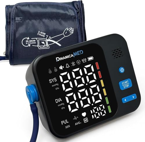 Dinamicamed A‑159 Digitales Oberarm‑Blutdruckmessgerät – 2 Benutzer, 2×99 Speicherplätze, Arrhythmie‑Erkennung, großes Display, Komfortmanschette 22–42 cm, einfache Bedienung