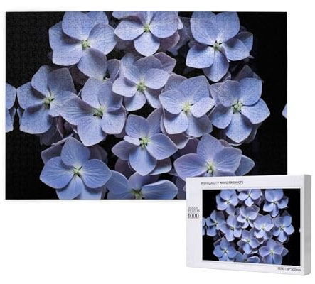 Poezjzw Casse-tête d'hortensia mauve pour adulte - Puzzle en bois de 1000 pièces pour la famille et les amis - Décoration murale - 75 x 50 cm