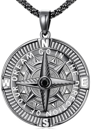 Waysles 925 Sterling Silber Kompass Schmuck Kompass Halskette Gehen Sie in die Richtung Ihres Traums Abschluss Schmuck für Abschlusssaison Für den Freund oder die Freundin