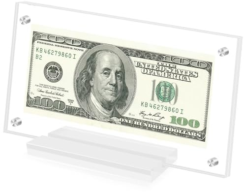 Dollar-Schein-Rahmen-Display Acryl-Dollar-Scheinhalter für Sammler Währungsrahmen-Vitrine Doppelseitiger transparenter Ticket-Banknoten-Briefmarken-Foto-Schutz