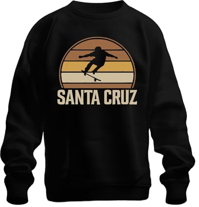 Printera Santa Cruz Skateboard Retro Skater Vintage Sunset Surfer Cali Unisex Sweatshirt Pullover, Schwarz, M