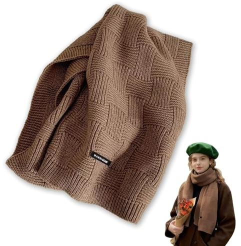 VYNZOR Damen Winter Schal aus Kaschmir-Wolle, Extra Langer Warmster Brauner Schal für Frauen, Weicher Kuschliger Pashmina Schal, Eleganter Alltagsschal mit Vielseitigen Trageweisen