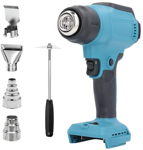 Akku Heißluftpistole für Makita 18V Akku (ohne Akku), Heißluftpistole mit 4 Düsen, Akku Heißluftpistole zum Schweißen, Biegen von Rohren, Entfernen von Farbe