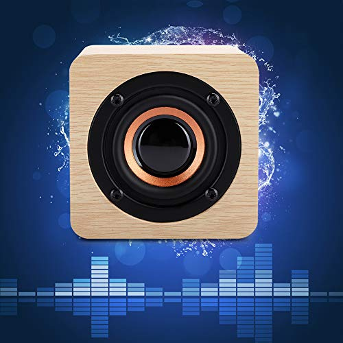 SUNGOOYUE Q1 -Lautsprecher aus Holz, Gelb, Tragbares Würfeldesign, 3,1 X 3,0 X 2,4 Zoll, 8 Stunden Akkulaufzeit, High-Fidelity-, mit USB-Kabel