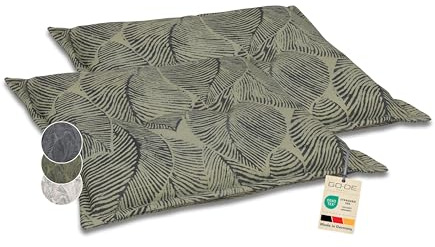 GO-DE Textil Bequeme und attraktive Polsterauflagen für Gartenhocker (2er-Set, Blattmotiv groß grün, Hocker)