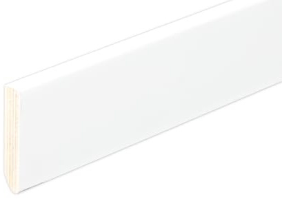Battiscopa in legno laccato bianco 50x10x2400 mm. (confezione da 5 pz, metri totali 12)