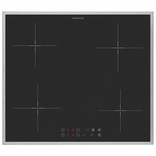 Oranier Induktionskochfeld 60 cm autark - Kochfeld mit umlaufenden Edelstahl Kochfeldrahmen, 4-fach Booster, Timer, LED Anzeige rot, Topfgrößenerkennung & Touch Control Steuerung