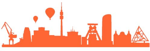 Skyline4u Aufkleber Ruhrgebiet mit Sehenswürdigkeiten 20 x 6,1cm orange