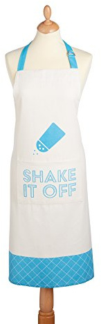 KitchenCraft Shake it Off Adjustable 100% Cotton Novelty Cooking Apron - Blue / White