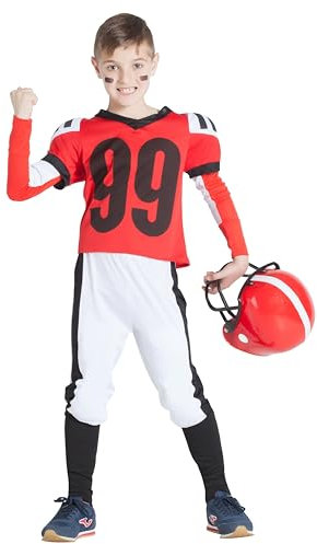 Car&Gus Kinder-Rugby-Kostüm für Jungen im Alter von 10 bis 12 Jahren, Rot und Weiß