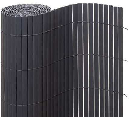 Ventanara® Sichtschutzmatte PVC Sichtschutzzaun Sichtschutz Windschutz für Garten Balkon Terrasse (90 x 400 cm, Grau)