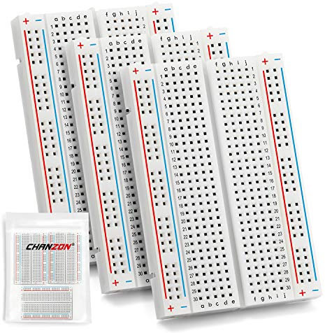 Chanzon 3 pcs Breadboard with 400 Tie Points (BB-801) Solderless Prototype Kit Universal PCB Bread Board plus 2 Power Rail and Adhesive Back for Small DIY Kits Arduino Proto Raspberry rasp Pi project