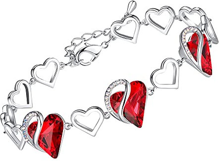 Leafael Infinity Liebe Herz Armband Damen Silber-Ton, Geburtsstein Armbänder für Frauen mit heilenden Kristallen, Allergie-freien Schmuck Damen mit Geschenkbox, 7-Zoll-Kette und 2-Zoll-Verlängerung